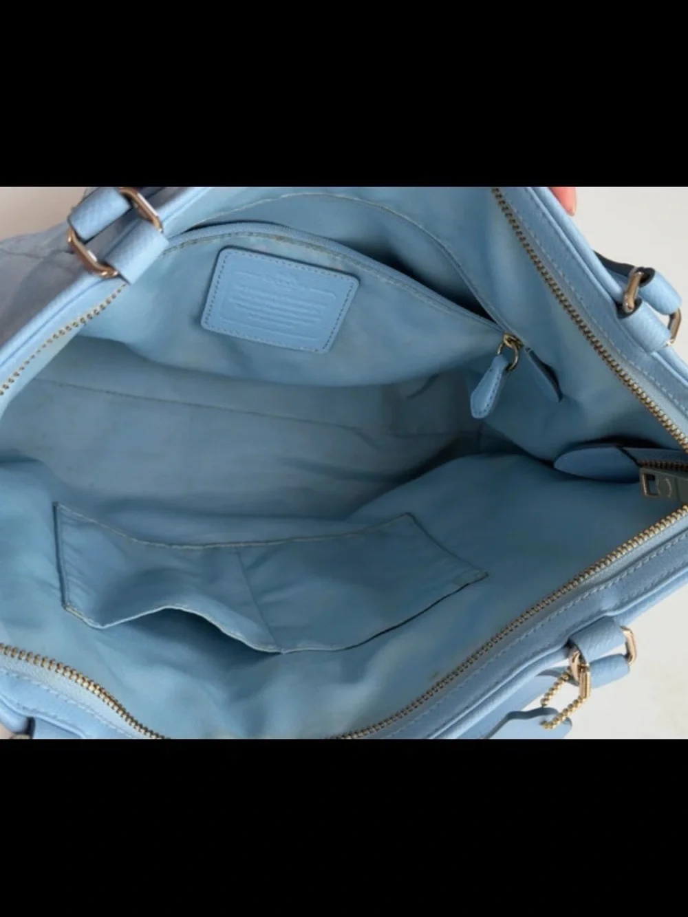 Coach Sky Blue Leather Tote with Gold Hardware (Project Bag)